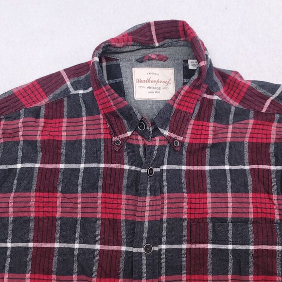 Weatherproof Tartan Flannel Casual Button Up Shirt Mens Size XL Blue Gray - Picture 1 of 10